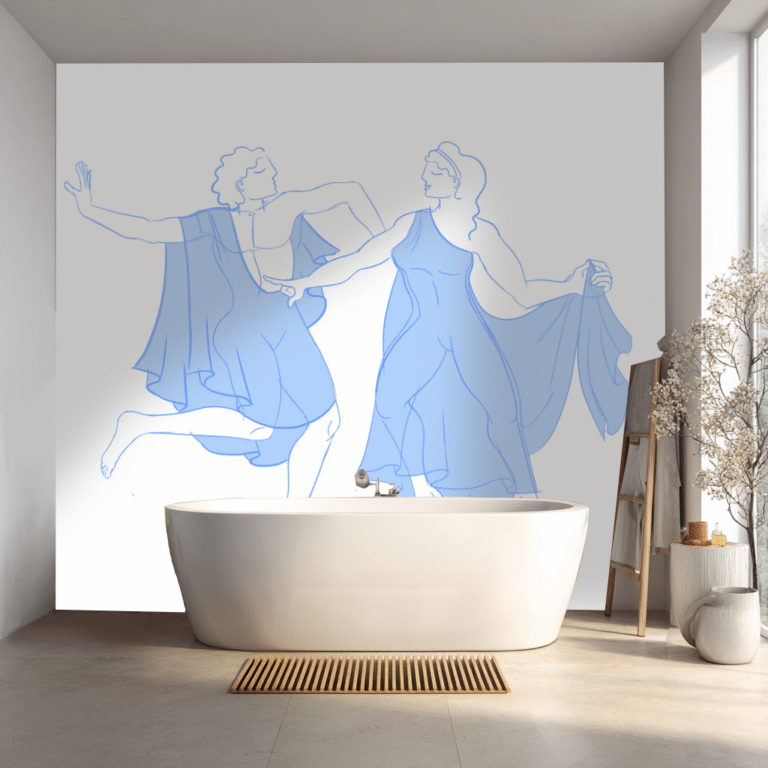 fresque murale salle de bain