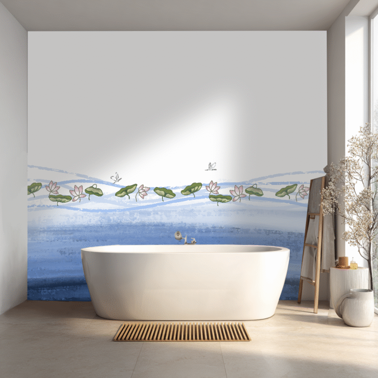fresque murale salle de bain