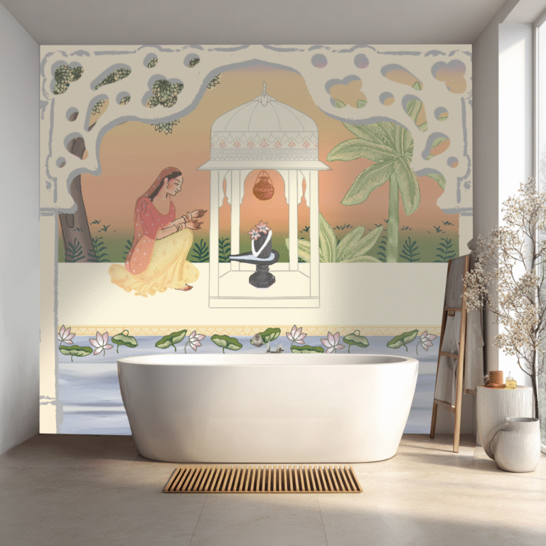 fresque murale salle de bain