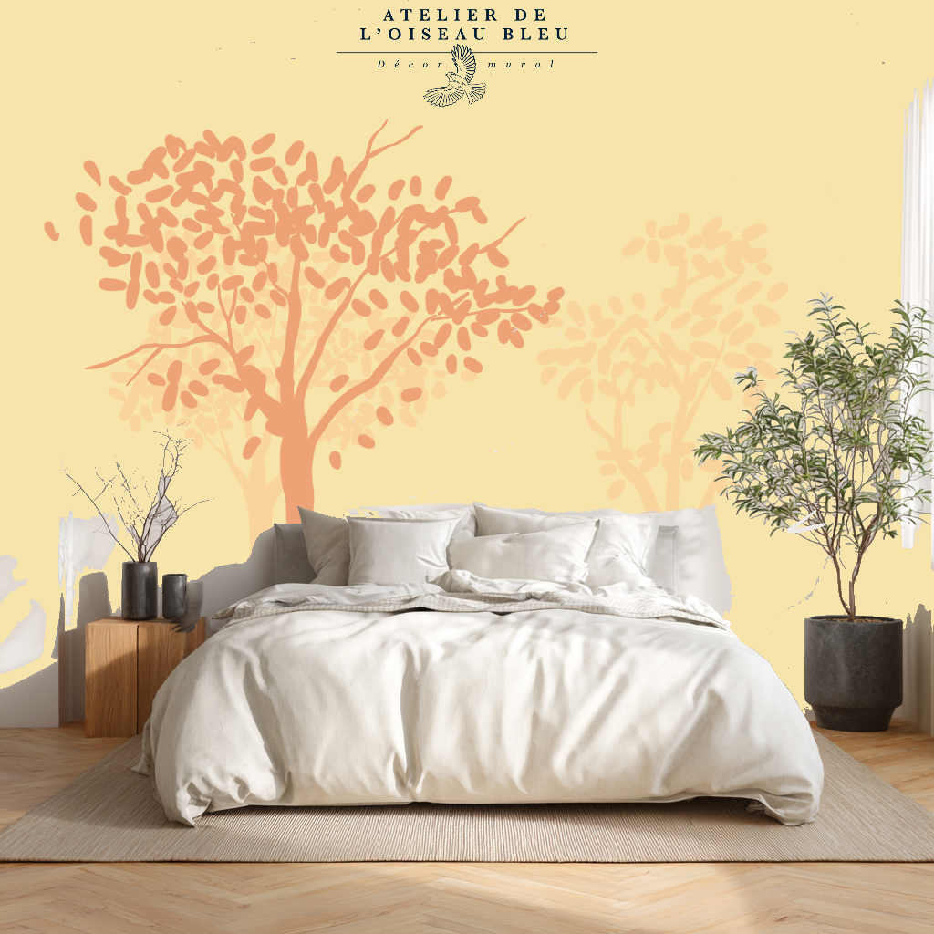 fresque murale chambre parentale